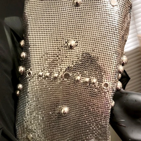 RARE JIMMY CHOO Liquid Silver Mesh Tam Tote - Picture 9 of 16